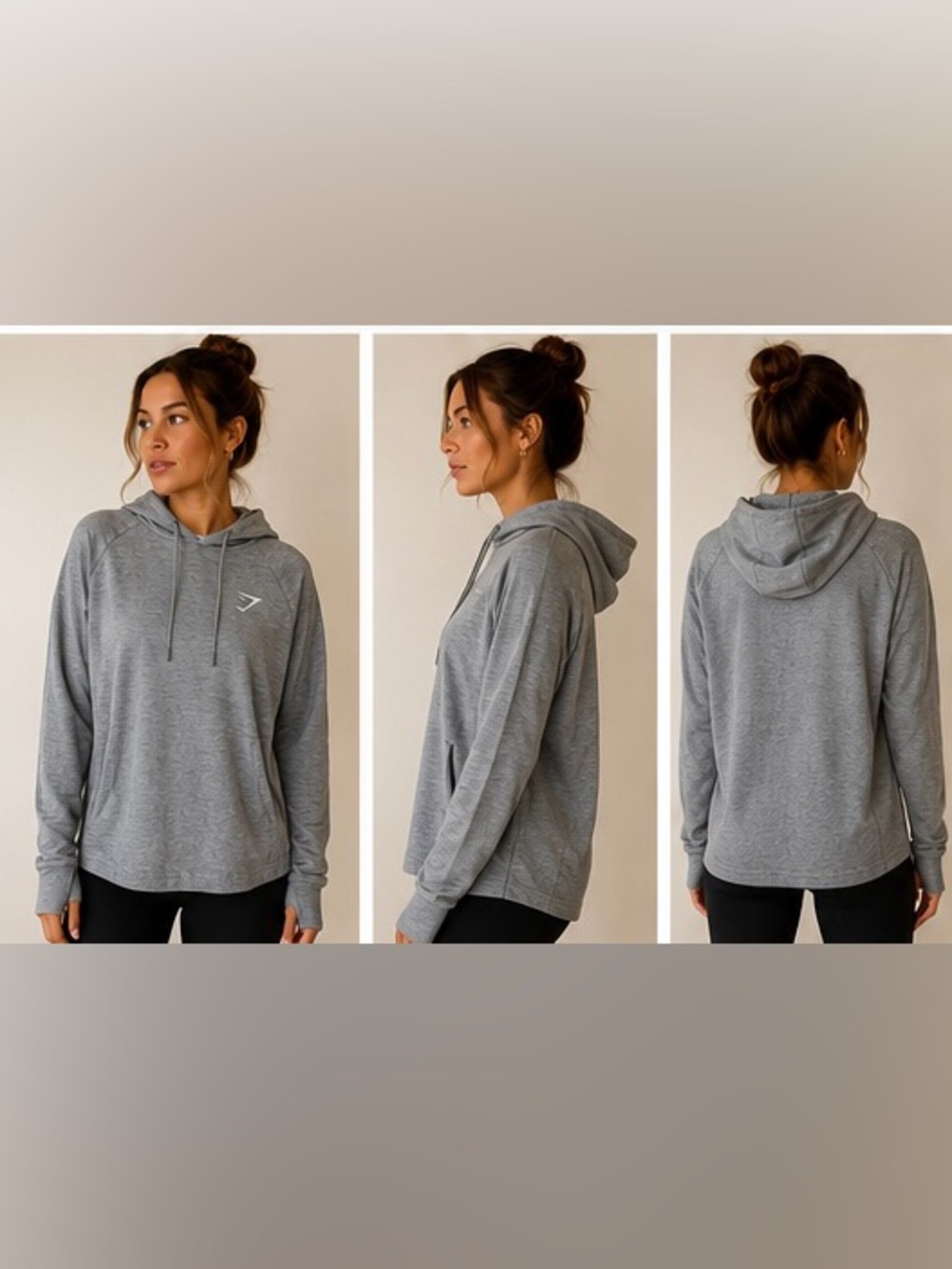 Gymshark Pullover Hoodie Women’s Small Heather Gray Athletic Athleisure Sweater - Picture 3 of 9